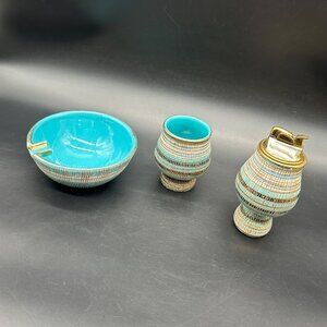 Mid Century Modern Seta SGRAFFITO Smoking Set Aldo Londi Bitossi 1950s Italy